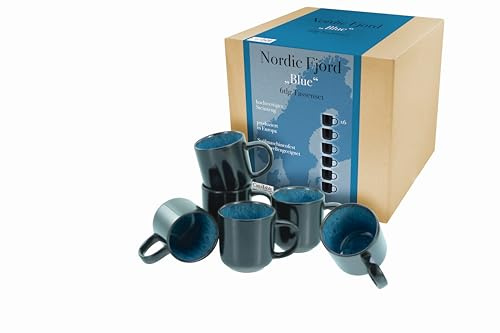 CreaTable, 21552, Serie Nordic Fjord, 6-teiliges Geschirrset für 6 Personen, Kaffeebecher Set aus Steinzeug, spülmaschinen- und mikrowellengeeignet, Qualitätsproduktion