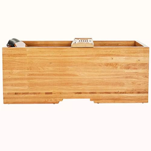 MegLob Holz Freiständige Badewanne, Rechteck Mit Stuhlbadewanne Mit Stuhl & Bad, Traditionelles Japanisches Holz -Einweichen -Wannen -Kit, Spa/Schönheitssalon Deep Soaker,150cm/59.06in