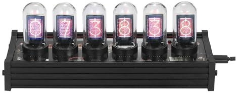 Lxwyq LED Tube Clock, Vintage Digital Nixie Clock, 6 Bit Time Photo Display Retro Desk Clock IPS Module and Glass Dome Decoration Gift for Friends