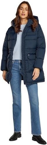 Tommy Jeans Abrigo de Plumas Mujer Midi Puffer con Capucha, Azul (Dark Night Navy), XL