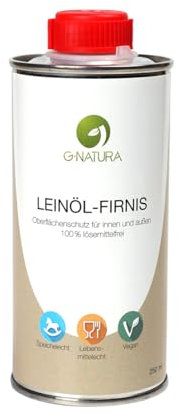 G-NATURA Leinöl-Firnis, Oberflächenschutz für innen und außen, lösemittelfrei, lebensmittelecht, 250 ml