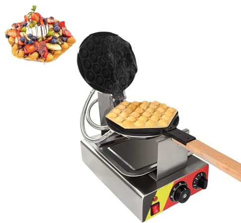 Kindevieft MáQuina para Hacer Gofres De Burbujas, MáQuina para Hacer Gofres De Burbujas Comercial De 1400w, MáQuina para Hacer Gofres De Huevo Antiadherente, Gofrera EléCtrica De Burbujas