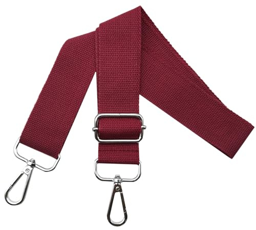 Fickremmar för byte axelrem väska – väskrem justerbar bred 3,8 cm med silverkarbinhake, bärrem för handväskor dam väskband, axelremväskor, vinröd, Q9