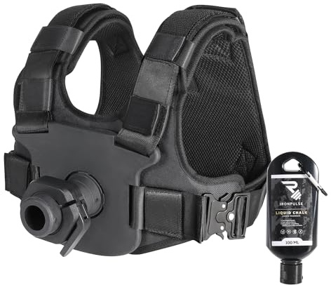 IRONPULSE® | Kit Gilet Lesté Musculation, Crossfit, Running – Compatible Poids Standard Ø50mm – 80 kg Max – 2 Colliers Stop Disque & Magnésie Liquide Inclus – Entraînement Force Endurance Fitness