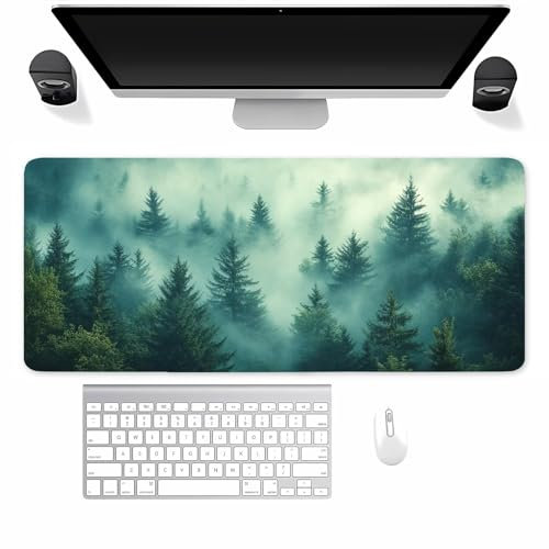 Gaming Mauspad XXL Dschungelnebel Mousepad 800x400x2mm Verlängertes groß Mauspad mit vernähten Kanten Waschbares Tischunterlage für Büro, Zuhause, Tastatur