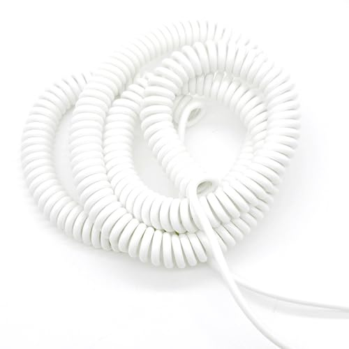 Coiled Spiral 2 Cores Spring Spiral Cable 18AWG Copper Core White 0.75mm Square Stretchable Electrical Wire Tension Wire(2.5 Meters)