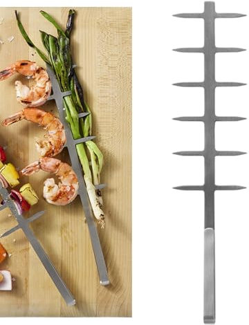 Pincho de acero inoxidable, pinchos de pinchos para asar,Palitos de barbacoa de acero inoxidable | Brochetas de barbacoa de 12 pines, pinchos planos para verduras, malvavisco