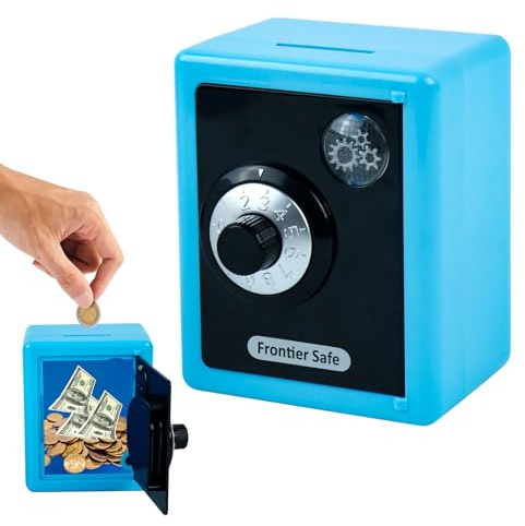 Geldkassette Zahlenschloss Sparschwein,Spardose für Scheine,ABS Kunststoffsimulation Mechanischer Drehknopf Code Geldsparbox,Kreatives Geschenk Ornament SparbüChsen,Geld Sparen Box Blaue