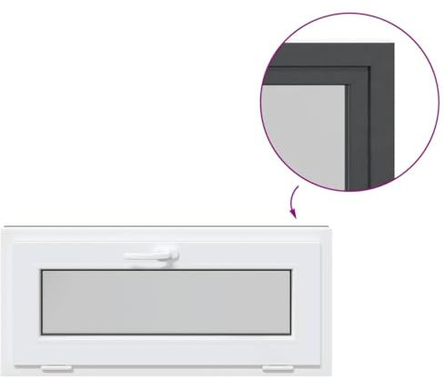 vidaXL RISOR Tilt Egress Basement Window 90x40 cm - Anthracite PVC Frame with U-Shape Steel Core, Triple Thermal Glazing for Basements, Sheds & Garages