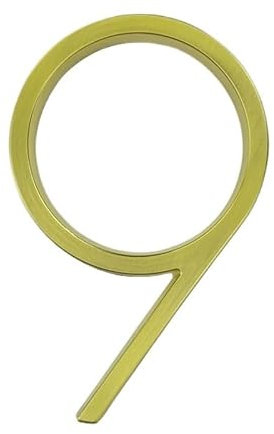 Numero Civico Esterno 1 pz 5 125mm Numero civico galleggiante in lega di zinco dorato Numero e lettera Targa in metallo Numero porta esterna Trattino barra #0-9 Numeri Civici Esterni(Number 9)