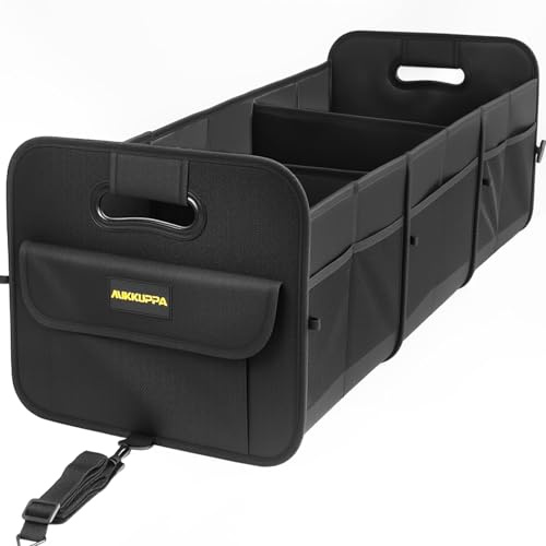 MIKKUPPA Kofferraum Organizer – 105L Große Faltbare Kofferraumtasche für Einkäufe, 91 x 38 x 30cm Auto Organizer für SUV, LKW & Van mit Rutschfestem Boden (Schwarz)