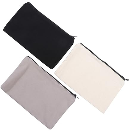 SOIMISS Canvas Reißverschlusstaschen 12 Stück Federmäppchen Multifunktionale Kosmetiktaschen Aus Waschbarem Canvas Schwarz/beige/grau Praktische Aufbewahrung Für Reisen Alltag