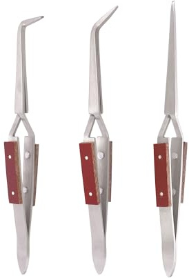 TUNQISM 3pcs Soldering Tweezers Set Jewelry welding tweezers Cross Lock Tweezers for Jewelry Making 45° & Straight + 90° Angled Solder Tweezers