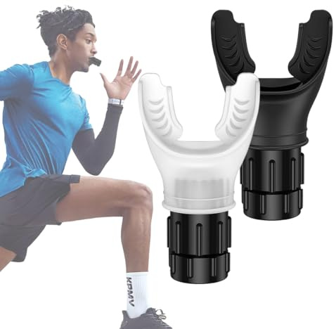 KIRZAX 2-teiliger Atemtrainer mit einstellbarem Widerstand, Lungentrainer für Lungenkapazität, Lungenvolumen und Aerobic-Übungen, tragbares Atemgerät, Verbesserung der Lungenkapazität