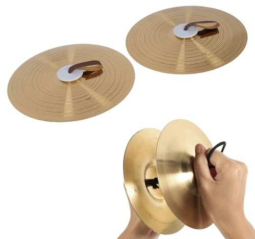 Platillos de mano de Sunicon, instrumento de percusión 1 par platillo de 16 pulgadas de altura de alta dureza instrumento de percusión de platillo para el rendimiento de la banda