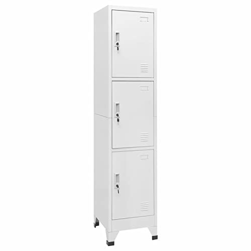 38 x 45 x 180 cm stålskåpsskåp – 3 fack säker förvaringsenhet med lås för kontor, garage, klassrum och garderob