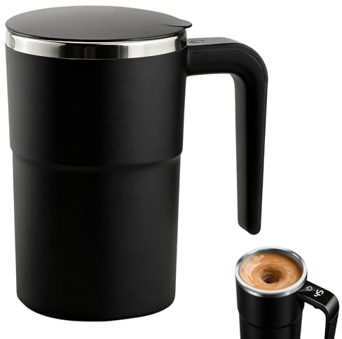Tazza auto-mescolante da 380 ml, tazza da caffè automatica con indicatore della temperatura, tazza magnetica per caffè, latte e altre bevande (nero-2)