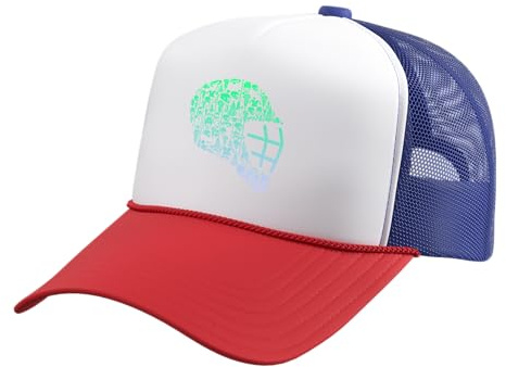 Boys Lacrosse Helmet Lacrosse Goalkeeper Stuff Mens Lacrosse Trucker Hat with Adjustable Mesh Back, Red/White/Royal Blue