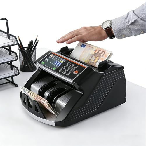 Banknote Counting Machine,Money Counter Machine,with Value Bill Count,Supports Usd/EUR/GBP,900 Notes/Min,with Uv/Mg Counterfeit Detection,Led Display,Smooth to Use
