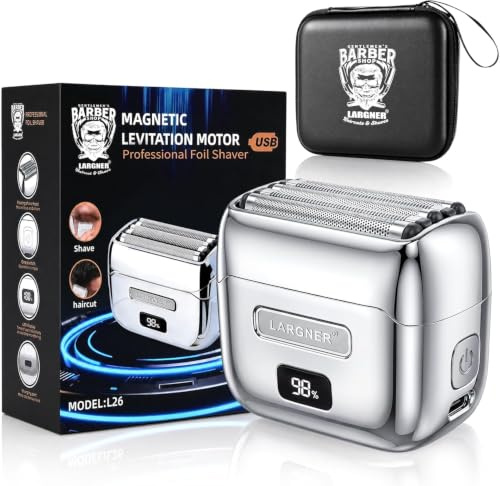 Foil Shaver for Men Upgraded 5 Floating Blades 14000 RPM Magnetic Levitation Motor Full Metal Electric Foil Shaver Razor for Men,IPX7 Waterproof Wet/Dry,USB Rechargeable, Pocket-Size Razor for Travel