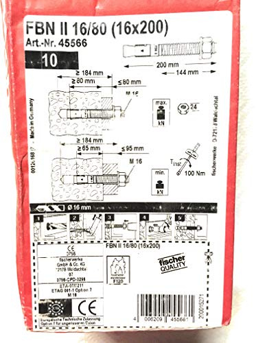 Fischer 045566 Bolzenanker FBN II 16/80 (16X200) 10 Stück