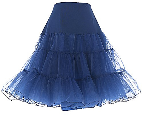 DRESSTELLS Petticoat Unterrock Damen Reifrock Dunkelblau Karneval Dirndl 1950er Rockabilly Kleider Pettycode Blau Unterrock Kurz Tüllrock Fasching Kostüm Navy S