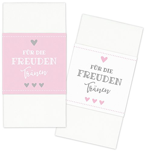 KuschelICH Banderolen Für die Freudentränen - zweiseitig mit Klebepunkten zum Verschließen (rosa-Weiss, 100 Stück)