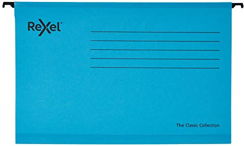 Rexel Classic 2115590 - Carpetas colgantes (tamaño folio, 25 unidades), color azul
