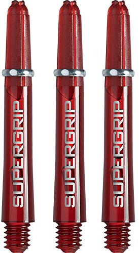 Harrows Supergrip-Schäfte– mit gefrästen Ringen, 5 Sets (15 Stück), rot, Kurz