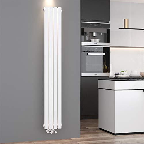 ELEGANT Design Heizkörper Paneelheizkörper Röhren 1600 x 236 mm Weiß Doppellagig Badheizkörper Mittelanschluss Vertikal Röhren Heizkörper