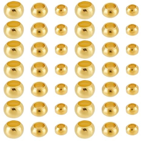 PandaHall about 1800pcs Crimpperlen aus Messing Goldene Abstandshalter Perlen 3 Größe Goldene Perlen Quetschperlen für die Schmuckherstellung, Loch 1.2~2mm | 3 Größen 2 mm/2,5 mm/3 mm, Perlenarmbänder für die Herstellung von Schmuck, Halskette, Armband, Ohrringe, Party
