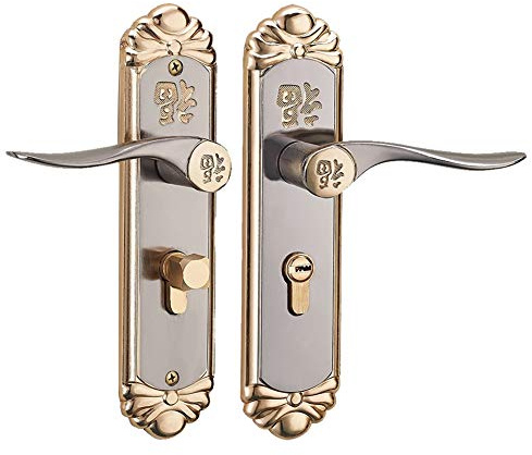 Sonew Zinc Alloy Door Handle Lock Set, European Indoor Handle Silent Home Security Door Lock Kit Cylinder with Keys