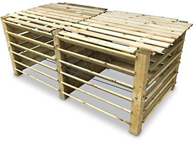 GartenDepot24 Doppel-Komposter Brettkomposter aus Holz 188x100x80 cm - ca. 1300 L