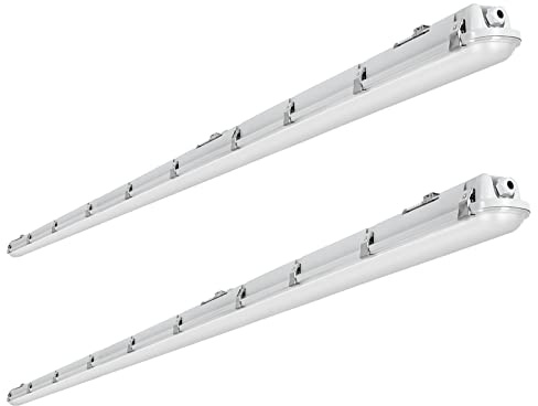 hykolity 8FT LED Vapor Tight Light, 80/100/120W Vapor Light Fixture, [4-lamp F32T8 Equiv.] 3000K/4000K/5000K CCT Selectable, 130lm/W, Waterproof Shop Light for Parking Carport Car Wash, 2 Pack
