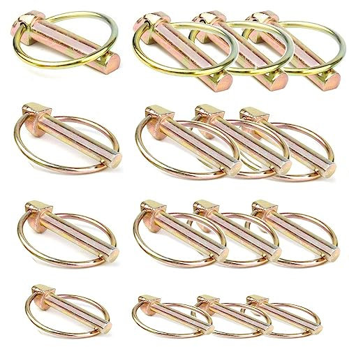 30 perni per rimorchio, kit assortito di perni di collegamento resistenti, perno di collegamento con anello, 1/4 3/16 5/16 7/16 pollici per trattori agricoli, rimorchi, camion, tosaerba, 4 misure, 30