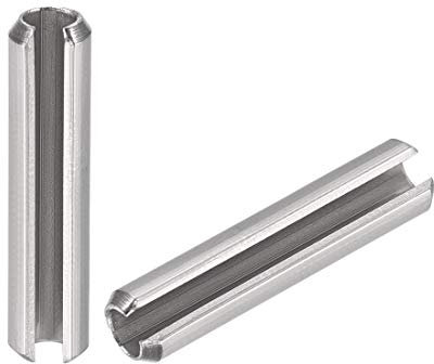 sourcing map Slotted Spring Pin - M4 x 30mm 304 Stainless Steel Split Spring Roll Dowel Pins Plain Finish 20Pcs