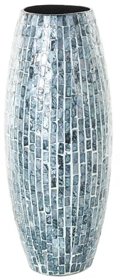 Deco 79 Mother of Pearl Shell Handmade Mosaic Inspired Vase, 8 x 8 x 19, Blue