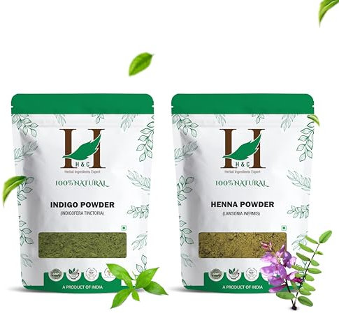 Paquete combinado de polvos de henna e índigo H&C, 227 gramos cada uno, para teñir el cabello