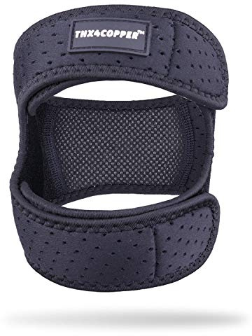 Thx4COPPER Orthèse Genouillère de Maintien pour Tendons Rotuliens, Sangle de Genou Réglable, pour les Coureurs,Tennis, Arthrite Rotule - S/M