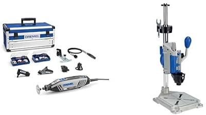 Dremel 4250 Outil Rotatif Multifonction 175W avec 6 Adaptations 128 Accessoires Vitesse Variable & 220 Support Perceuse à Colonne Workstation pour Outil Rotatif Multifonction avec Guide Perçage