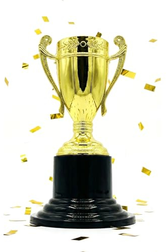 Zelaro Pokal Kinder Serie | Pokale Kindergeburtstag | Kleiner Henkelpokal als Geschenk für Kinder - Mitgebsel | Wanderpokal für jeden Anlass | Trophäe mini | Pokal klein in DREI Farben (Gold)