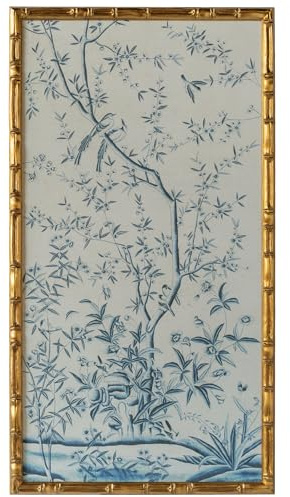 HongFengtang Chinese Rice Paper Print China Flower And Bird Bamboo Frame 19.5 X 35.8 Inches (A)