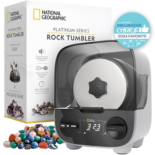 National Geographic Platinum Series Polierer-Set, Ultra-leise, zum Patent angemeldet für Kinder und Erwachsene, 0,9 kg, Fass, Körnung, Edelsteinschaum, Steingläser