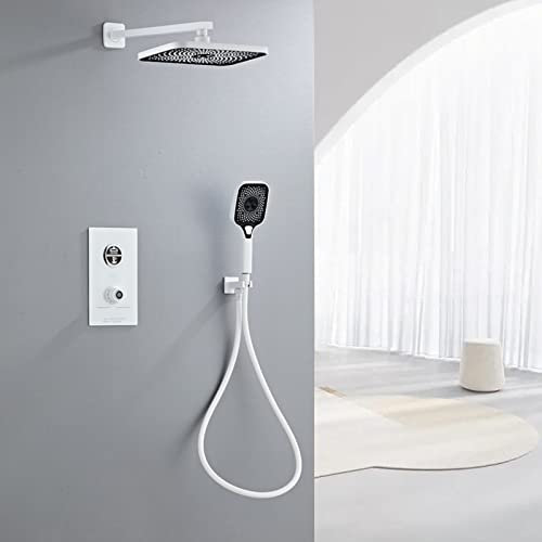 DERBUT Brausethermostat mit Unterputz-Duschventil, Brausebatterie-Set Regenbrausekopf und Schlauchset B, bifunktional