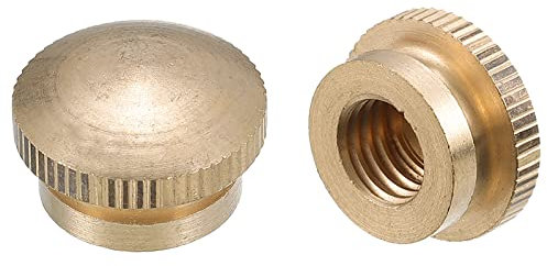 QUARKZMAN Zigrinato Pollice Dadi, 4pz M10 x D20mm x H12mm Ottone Dado Zigrinato con Collare Alto Testa Cieco Foro Zigrinato Pollice Dadi per Stampante 3D Parti