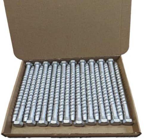 AJ Fixings - Pack 20 Concrete Masonry Bolts - Self Tapping Anchor Screw - Hex Head Galvanised Exterior for Brick/Stone/Concrete (6 x 150mm)