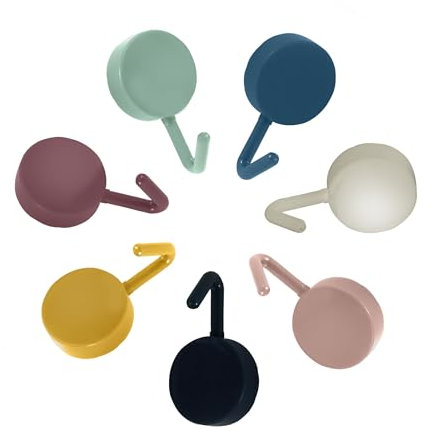 tothehype Ganchos Adhesivos Pared sin Taladro ni Clavos. Colgadores Pared Resistentes con Adhesivo para Organizar Baño, Cocina o Dormitorio. Pack De 7 Percheros de Colores.