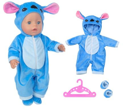 Puppenkleidung 35-43 cm, Puppenkleidung 43 cm Enthält EIN Kleid, eine Kleidung Bekleidung Outfits und Verbinden für Puppen 14-18Inch(Blau)