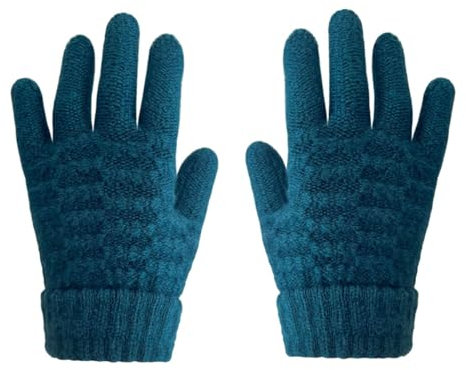 SMED Kinderhandschuhe warme gestrickte Wollhandschuhe Jungen und Mädchen warme Handschuhe grün Einheitsgröße