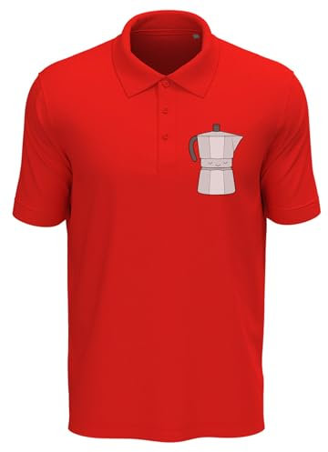 Atspauda Cute Sleeping Coffee Percolator Men's Cotton Polo Shirt Red Large